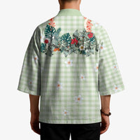 Sage Green Hawaiian Palaka Kimono Kukui Nut Money Lei LT9 - Polynesian Pride