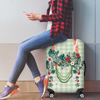 Sage Green Hawaiian Palaka Luggage Cover Kukui Nut Money Lei - Polynesian Pride