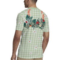 Sage Green Hawaiian Palaka Rugby Jersey Kukui Nut Money Lei - Polynesian Pride