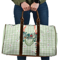 Sage Green Hawaiian Palaka Travel Bag Kukui Nut Money Lei - Polynesian Pride