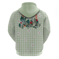 Sage Green Hawaiian Palaka Zip Hoodie Kukui Nut Money Lei - Polynesian Pride