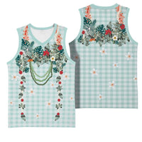 Turquoise Hawaiian Palaka Basketball Jersey Kukui Nut Money Lei - Polynesian Pride