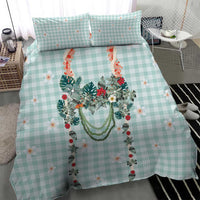 Turquoise Hawaiian Palaka Bedding Set Kukui Nut Money Lei - Polynesian Pride