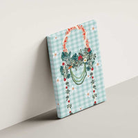 Turquoise Hawaiian Palaka Canvas Wall Art Kukui Nut Money Lei - Polynesian Pride