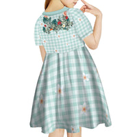 Turquoise Hawaiian Palaka Kid Short Sleeve Dress Kukui Nut Money Lei - Polynesian Pride