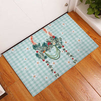 Turquoise Hawaiian Palaka Rubber Doormat Kukui Nut Money Lei - Polynesian Pride