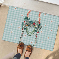 Turquoise Hawaiian Palaka Rubber Doormat Kukui Nut Money Lei - Polynesian Pride