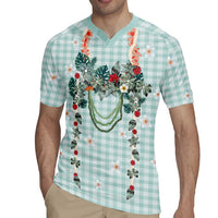 Turquoise Hawaiian Palaka Rugby Jersey Kukui Nut Money Lei - Polynesian Pride