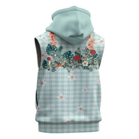 Turquoise Hawaiian Palaka Sleeveless Hoodie Kukui Nut Money Lei - Polynesian Pride