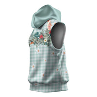 Turquoise Hawaiian Palaka Sleeveless Hoodie Kukui Nut Money Lei - Polynesian Pride