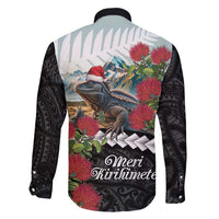 Meri Kirihimete Tuatara Family Matching Tank Maxi Dress and Hawaiian Shirt New Zealand Fern with Puhutukawa Flowers