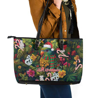 Meri Kirihimete Kakapo Santa Leather Tote Bag Merry Christmas with Tropical Vibe LT9 - Polynesian Pride