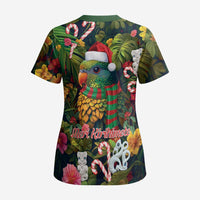 Meri Kirihimete Kakapo Santa Scrub Top Merry Christmas with Tropical Vibe - Polynesian Pride