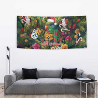 Meri Kirihimete Kakapo Santa Tapestry Merry Christmas with Tropical Vibe LT9