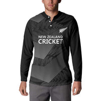 New Zealand Cricket Custom Button Sweatshirt Potae Pango Black Fern Pattern LT9 - Polynesian Pride