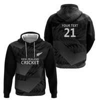 New Zealand Cricket Custom Zip Hoodie Potae Pango Black Fern Pattern