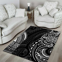 Polynesian Turtle Tribal Tattoo Area Rug Black Style