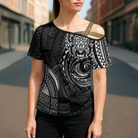 Polynesian Turtle Tribal Tattoo Cross Shoulder Shirt Black Style - Polynesian Pride