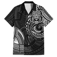 Polynesian Turtle Tribal Tattoo Family Matching Off The Shoulder Long Sleeve Dress and Hawaiian Shirt Black Style