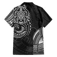 Polynesian Turtle Tribal Tattoo Family Matching Off The Shoulder Long Sleeve Dress and Hawaiian Shirt Black Style