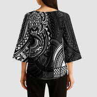 Polynesian Turtle Tribal Tattoo Kimono Sleeve Blouse Black Style - Polynesian Pride
