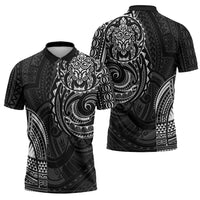 Polynesian Turtle Tribal Tattoo Zipper Polo Shirt Black Style - Polynesian Pride