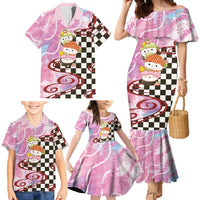 Personalized Japanese Kawaii Sushi Roll Family Matching Mermaid Dress and Hawaiian Shirt Wagara Palaka Pattern LT9 - Polynesian Pride