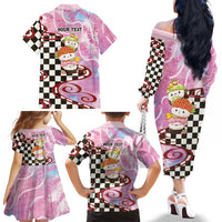 Personalized Japanese Kawaii Sushi Roll Family Matching Off The Shoulder Long Sleeve Dress and Hawaiian Shirt Wagara Palaka Pattern LT9 - Polynesian Pride
