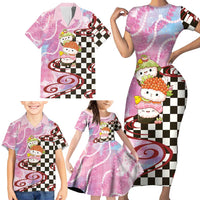 Personalized Japanese Kawaii Sushi Roll Family Matching Short Sleeve Bodycon Dress and Hawaiian Shirt Wagara Palaka Pattern LT9 - Polynesian Pride