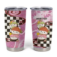 Personalized Japanese Kawaii Sushi Roll Tumbler Cup Wagara Palaka Pattern LT9 Pink - Polynesian Pride