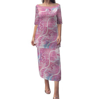 Japanese Koi Fish Family Matching Puletasi and Hawaiian Shirt Pink Wagara Palaka Honohono Pikake Lei