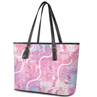 Japanese Koi Fish Leather Tote Bag Pink Wagara Palaka Honohono Pikake Lei