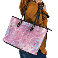 Japanese Koi Fish Leather Tote Bag Pink Wagara Palaka Honohono Pikake Lei