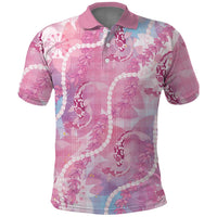 Japanese Koi Fish Polo Shirt Pink Wagara Palaka Honohono Pikake Lei LT9 Pink - Polynesian Pride