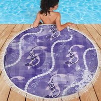 Japanese Koi Fish Beach Blanket Purple Wagara Palaka Honohono Pikake Lei