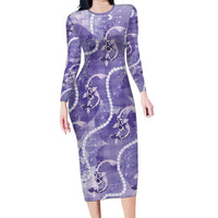 Japanese Koi Fish Family Matching Long Sleeve Bodycon Dress and Hawaiian Shirt Purple Wagara Palaka Honohono Pikake Lei