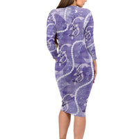Japanese Koi Fish Family Matching Long Sleeve Bodycon Dress and Hawaiian Shirt Purple Wagara Palaka Honohono Pikake Lei