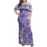 Japanese Koi Fish Family Matching Off Shoulder Maxi Dress and Hawaiian Shirt Purple Wagara Palaka Honohono Pikake Lei