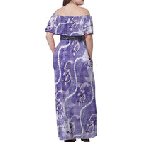 Japanese Koi Fish Family Matching Off Shoulder Maxi Dress and Hawaiian Shirt Purple Wagara Palaka Honohono Pikake Lei