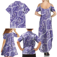 Japanese Koi Fish Family Matching Summer Maxi Dress and Hawaiian Shirt Purple Wagara Palaka Honohono Pikake Lei