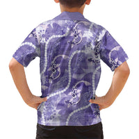 Japanese Koi Fish Kid Hawaiian Shirt Purple Wagara Palaka Honohono Pikake Lei