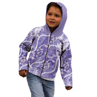 Japanese Koi Fish Kid Hoodie Purple Wagara Palaka Honohono Pikake Lei LT9 - Polynesian Pride