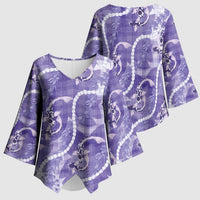 Japanese Koi Fish Kimono Sleeve Blouse Purple Wagara Palaka Honohono Pikake Lei LT9 - Polynesian Pride
