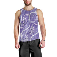 Japanese Koi Fish Men Tank Top Purple Wagara Palaka Honohono Pikake Lei LT9 - Polynesian Pride