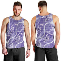 Japanese Koi Fish Men Tank Top Purple Wagara Palaka Honohono Pikake Lei LT9 - Polynesian Pride