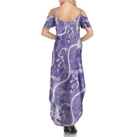 Japanese Koi Fish Summer Maxi Dress Purple Wagara Palaka Honohono Pikake Lei LT9 - Polynesian Pride