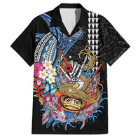 Personalized Japanese Koi Fish Ramen Family Matching Short Sleeve Bodycon Dress and Hawaiian Shirt Aloha Shark Kakau Pattern