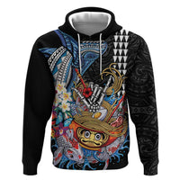 Personalized Japanese Koi Fish Ramen Hoodie Aloha Shark Kakau Pattern LT9 Pullover Hoodie Black - Polynesian Pride