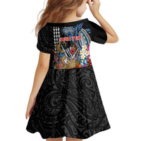 Personalized Japanese Koi Fish Ramen Kid Short Sleeve Dress Aloha Shark Kakau Pattern