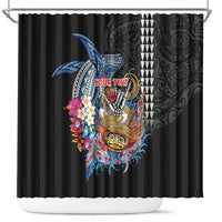 Personalized Japanese Koi Fish Ramen Shower Curtain Aloha Shark Kakau Pattern